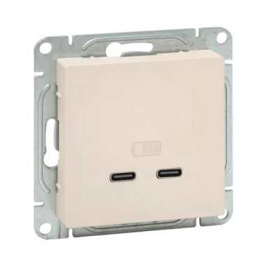 Фотография товара 'EKF UP1-SOI-2USBC Механизм розетки USB-C - 2шт, кремовый Эпика'