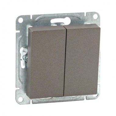 Фотография товара 'EKF UP1-SWM-21 Механизм выключателя, двухклавишный, проходной, мокко Эпика'