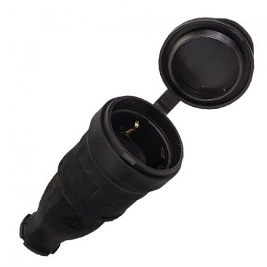 Фотография товара 'EKF Розетка переносная с защитной крышкой каучуковая 230В 2P+PE 16A IP44 PROxima RPS-012-16-230-44'