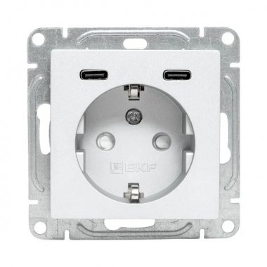 Фотография товара 'EKF UP1-SOA-111-2USBC Механизм розетки с USB-C - 2шт, 16А, с заземлением'