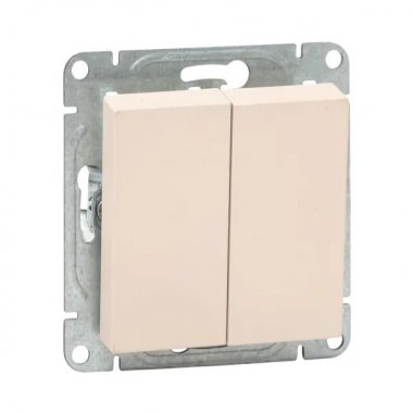 Фотография товара 'EKF UP1-SWI-23 Механизм выключателя, двухклавишный, кнопочный, кремовый Эпика'