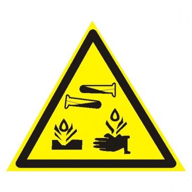 Фотография товара 'EKF an-w-04 Знак наклейка W04 "Опасно. Едкие и коррозионные вещества" (200x200x200)'