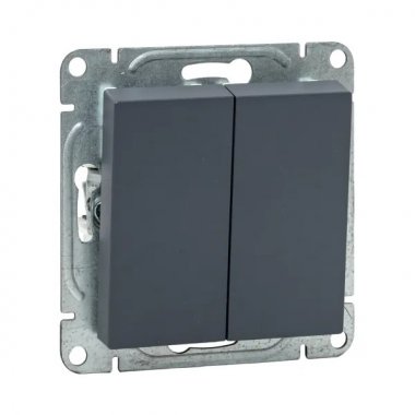 Фотография товара 'EKF UP1-SWG-23 Механизм выключателя, двухклавишный, кнопочный, графит Эпика'