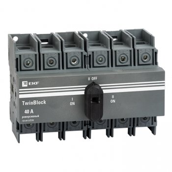 Фотография товара 'EKF Рубильник 40A 3P реверсивный c рукояткой для прямой установки tb-s-40-3p-rev'