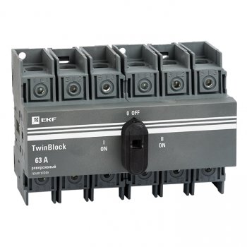 Фотография товара 'EKF Рубильник 63A 3P реверсивный c рукояткой для прямой установки TwinBlock tb-s-63-3p-rev'