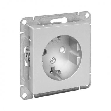 Фотография товара 'EKF UP1-SOA-111 Механизм розетки, 16А, с заземлением, со шторками, алюминий Эпика'