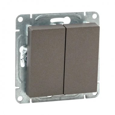 Фотография товара 'EKF UP1-SWM-23 Механизм выключателя, двухклавишный, кнопочный, мокко Эпика'