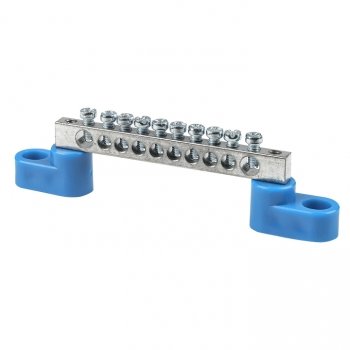 Фотография товара 'EKF Шина 0 N (6x9мм) 10 отв. цинк 2 синих угловых изолятора sn1-63-10-2'