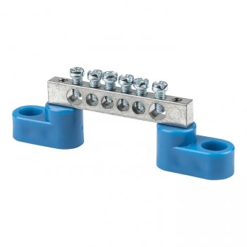 Фотография товара 'EKF Шина 0 N (6x9мм) 6 отв. цинк 2 синих угловых изолятора sn1-63-06-2'