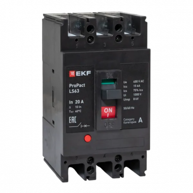 Фотография товара 'EKF mccb-63-15-3-20-ls Автоматический выключатель LS63 15кА 3P 20А'