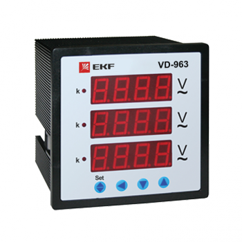 Фотография товара 'EKF VD-963 Вольтметр цифровой на панель (96х96) трехфазный vd-963'