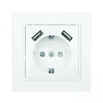 Фотография товара 'EKF Минск Розетка 1-местная СП с/з 16А ERR16-028-100-2USB'