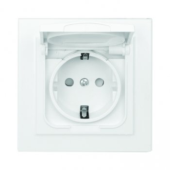 Фотография товара 'EKF Минск Розетка 1-местная СП с/з с крышкой 16А белая ERR16-029-100-44'