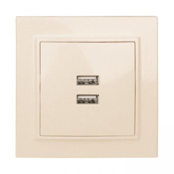Фотография товара 'EKF Минск Розетка USB 2-местная СП 2,1А бежевая ERR-2USB-200'