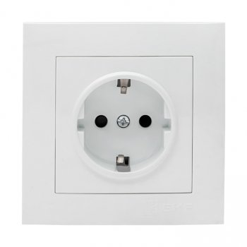 Фотография товара 'EKF Валенсия розетка 1-местная с/з 16А белая с защитными шторками PROxima EWR16-028-10'