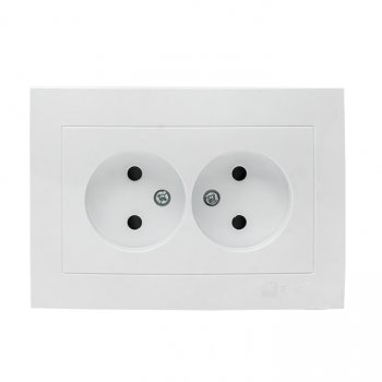 Фотография товара 'EKF Валенсия розетка 2-местная б/з 10А белая с защитными шторками EWR10-102-10'