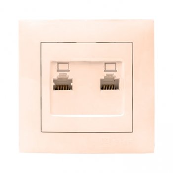 Фотография товара 'EKF Валенсия розетка компьютерная RJ-45 2-местная кремовая EWK02-035-20'