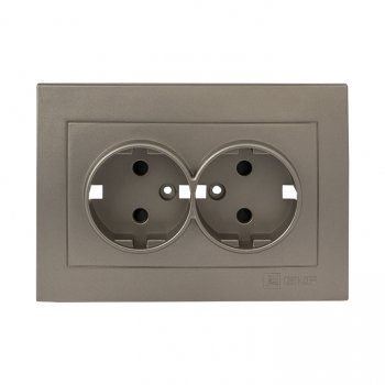 Фотография товара 'EKF Валенсия лицевая панель розетки 2-местной с/з 16А кашемир ESR16-L-128-40'