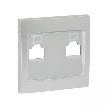 Фотография товара 'EKF Валенсия лицевая панель розетки RJ-45 2-местная сталь ESK02-L-035-30'