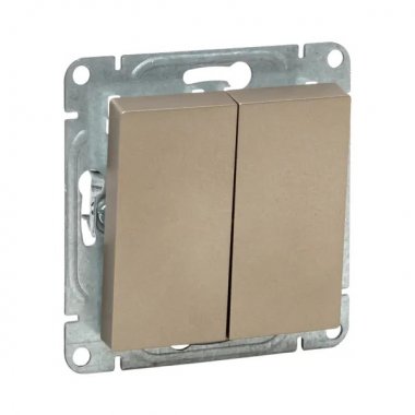 Фотография товара 'EKF UP1-SWC-21 Механизм выключателя, двухклавишный, проходной, шампань Эпика'