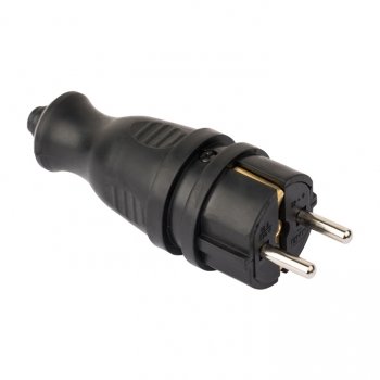 Фотография товара 'EKF Вилка прямая каучуковая 230В 2P+PE 16A IP44 PRO RPS-011-16-230-44-r'