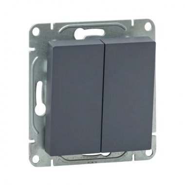 Фотография товара 'EKF UP1-SWG-22 Механизм выключателя, двухклавишный, перекрёстный, графит Эпика'