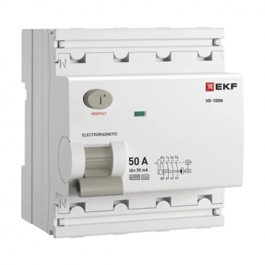 Фотография товара 'EKF E1046MA5030 Выключатель дифференциального тока ВД-100N 4P 50А 30мА тип A эл-мех 6кА'