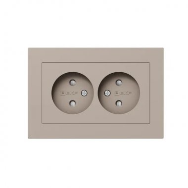 Фотография товара 'EKF UP1-SOI-201 Механизм розетки двойной, 16А, без заземления, со шторками, с рамкой'