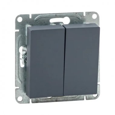 Фотография товара 'EKF UP1-SWG-20 Механизм выключателя, двухклавишный, графит Эпика'