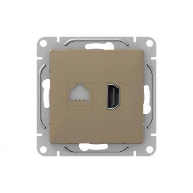 Фотография товара 'EKF UP1-SOC-HDMI-RJ45 Механизм розетки HDMI+RJ45 (cat5), шампань Эпика'