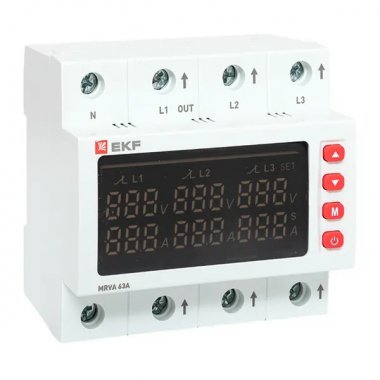 Фотография товара 'EKF MRVA-3-63A-v2 Трехфазное реле напряжения и тока с дисп. MRVA 63A'