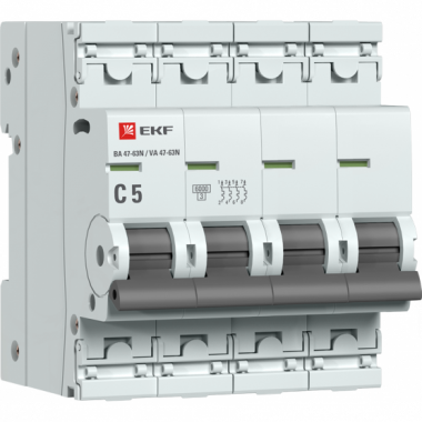Фотография товара 'EKF M636405C Автоматический выключатель 4P 5А (C) 6кА ВА 47-63N PROxima'