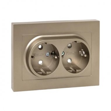 Фотография товара 'EKF UP1-SOC-211 Механизм розетки двойной, 16А, с заземлением, со шторками, с рамкой'