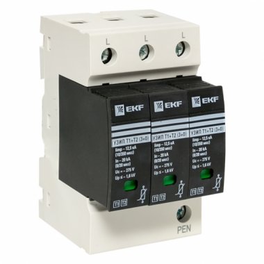 Фотография товара 'EKF OV12-3-503 Устройство защиты Т1+Т2; Iimp-12,5kA; In-20kA; Uc-275В; 3+0'