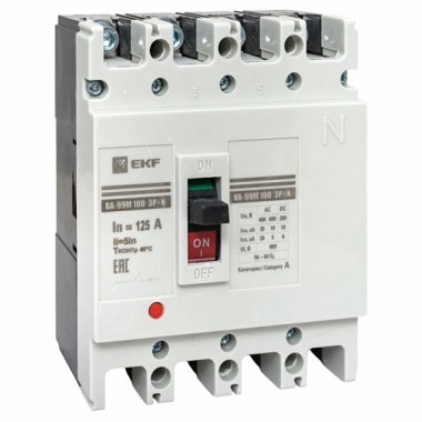 Фотография товара 'EKF mccb99-4P5In100-125m Выключатель автоматический ВА-99М 100/125А 4P 5In 35кА'