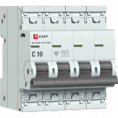 Фотография товара 'EKF M636410C Автоматический выключатель 4P 10А (C) 6кА ВА 47-63N PROxima'