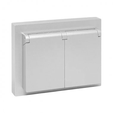 Фотография товара 'EKF UP1-SOA-211-44 Механизм розетки двойной, 16А, IP44, с заземлением'