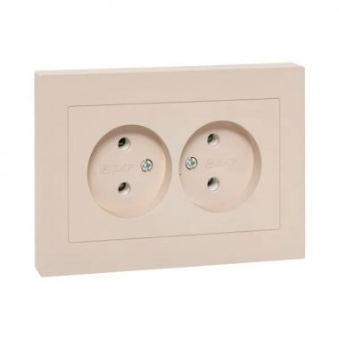 Фотография товара 'EKF UP1-SOI-200 Механизм розетки двойной, 16А, без заземления, без шторок, с рамкой'