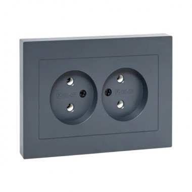 Фотография товара 'EKF UP1-SOG-200 Механизм розетки двойной, 16А, без заземления, без шторок, с рамкой'