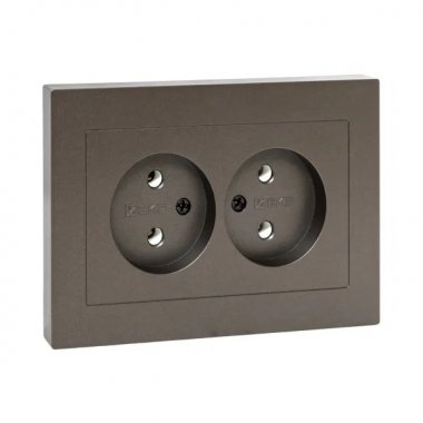 Фотография товара 'EKF UP1-SOM-200 Механизм розетки двойной, 16А, без заземления, без шторок, с рамкой'