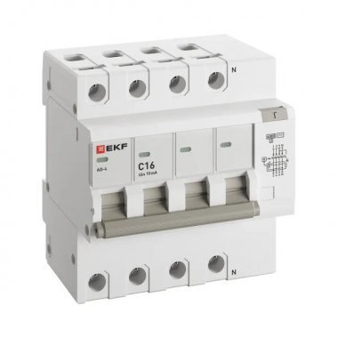 Фотография товара 'EKF DA4-6-16-10-pro Автоматический выключатель дифференциального тока АД-4 4Р 16А'