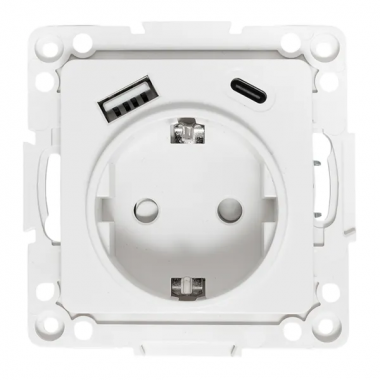 Фотография товара 'EKF EYR16-2USB-typeA-typeC Стокгольм Механизм Розетки 1-местной с/з, USB A+C 16А'