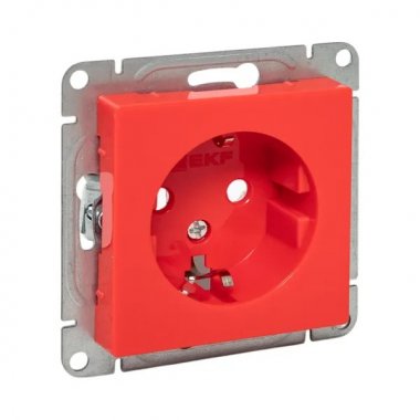 Фотография товара 'EKF UP1-SOR-111 Механизм розетки, 16А, с заземлением, со шторками, красный Эпика'