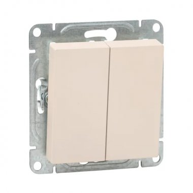 Фотография товара 'EKF UP1-SWI-21 Механизм выключателя, двухклавишный, проходной, кремовый Эпика'