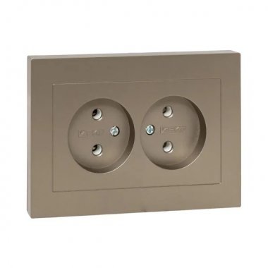 Фотография товара 'EKF UP1-SOC-200 Механизм розетки двойной, 16А, без заземления, без шторок, с рамкой'