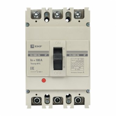 Фотография товара 'EKF mccb99-4P5In250-200m Выключатель автоматический ВА-99М 250/200А 4P 5In 35кА'