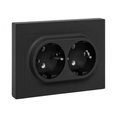 Фотография товара 'EKF UP1-SOB-210 Механизм розетки двойной, 16А, с заземлением, без шторок, с рамкой'