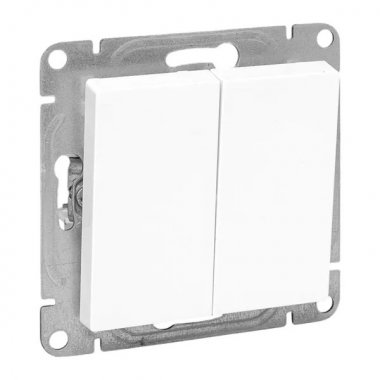 Фотография товара 'EKF UP1-SWW-21 Механизм выключателя, двухклавишный, проходной, белый Эпика'