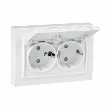 Фотография товара 'EKF ERR16-129-200-44 Минск Розетка 2-местная СП с/з с крышкой 16А'