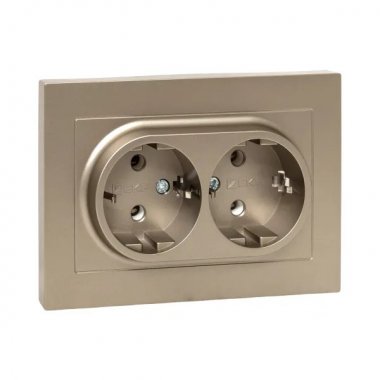 Фотография товара 'EKF UP1-SOC-210 Механизм розетки двойной, 16А, с заземлением, без шторок, с рамкой'